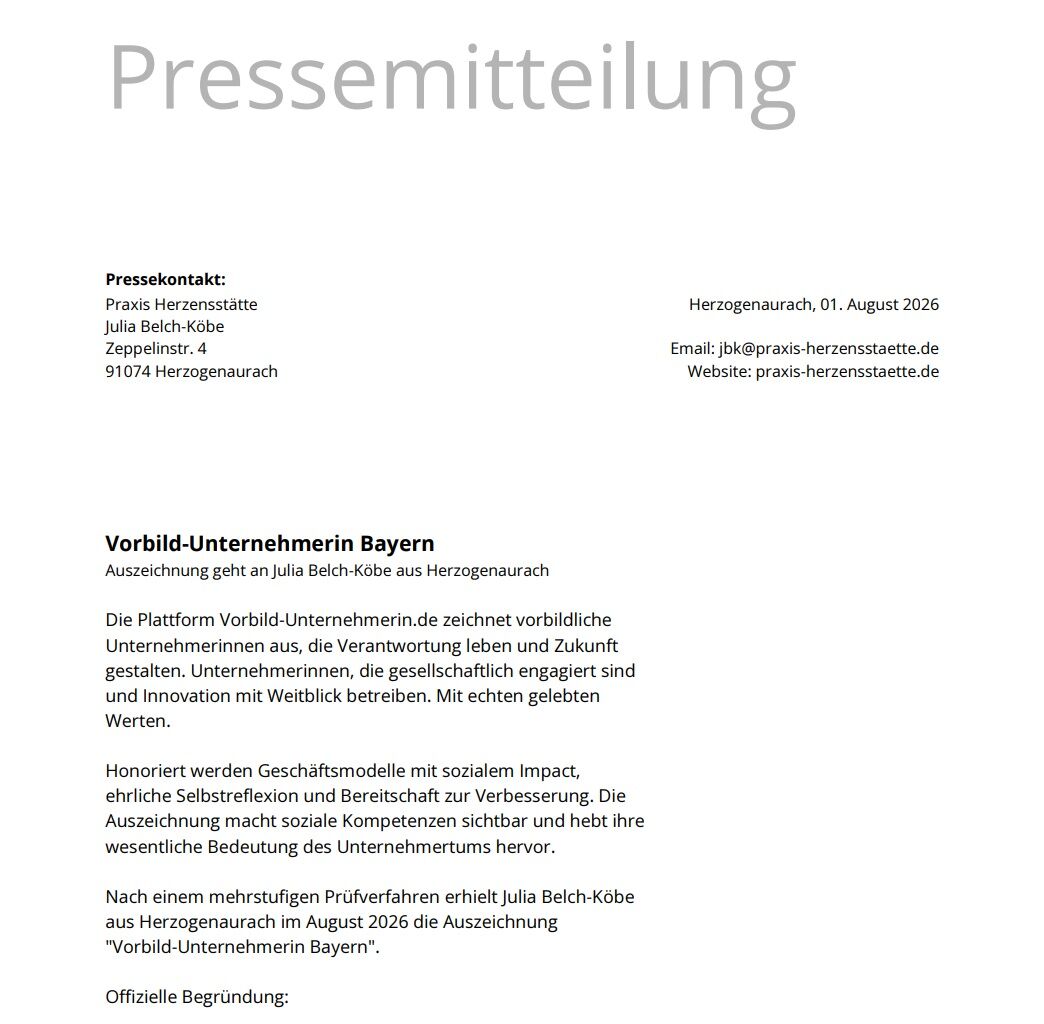 Pressetext Vorbild-Unternehmerin